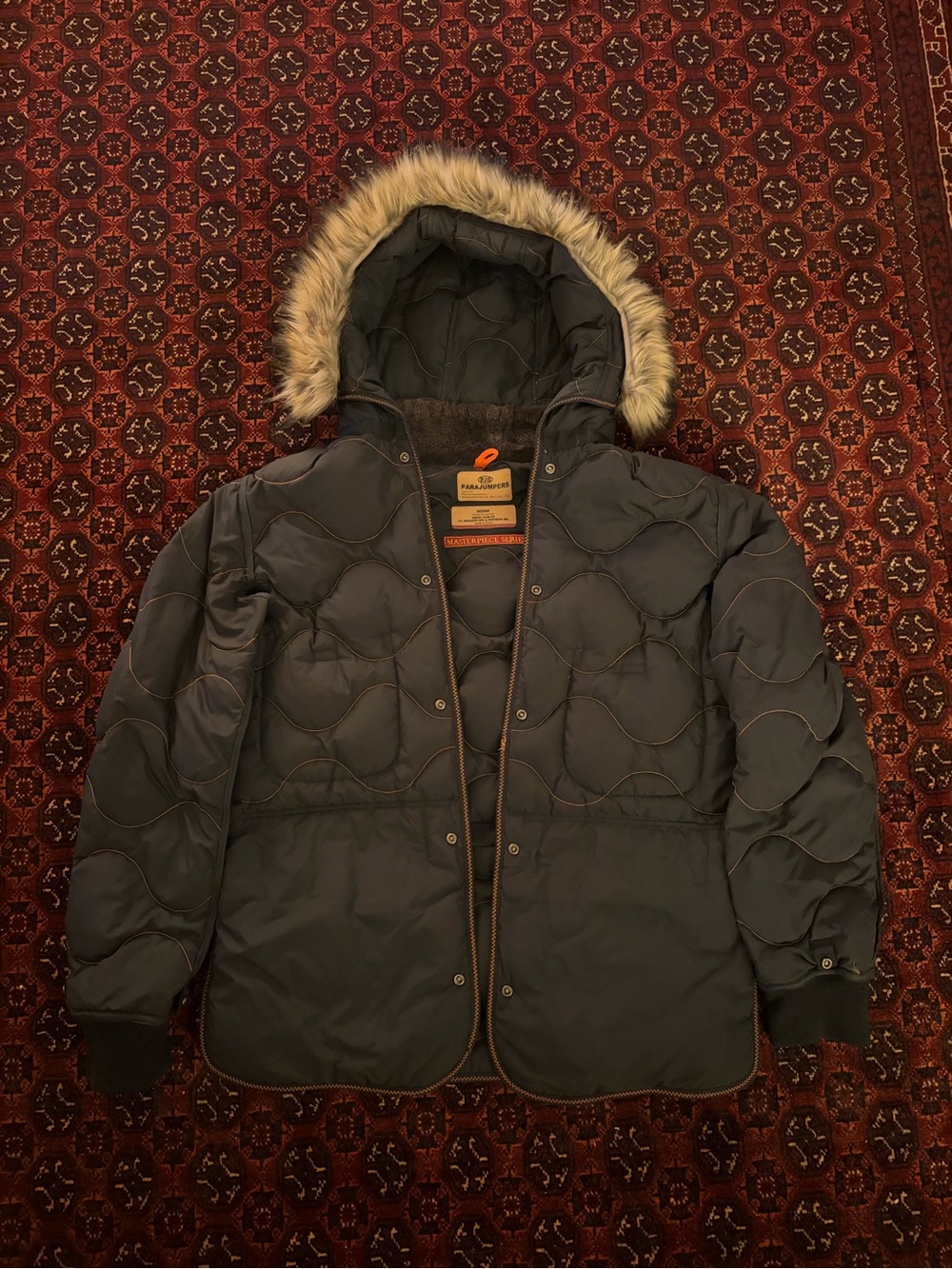 Authentic Parajumpers Masterpiece Series Down Jacket Medium Navy Fur Hood